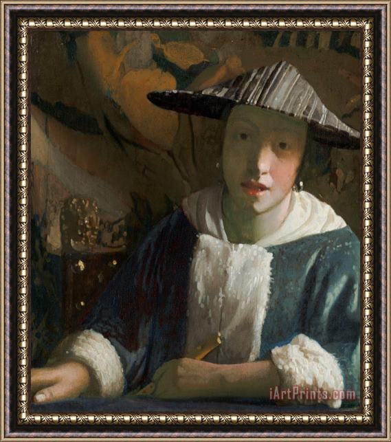 Jan Vermeer Young Girl With A Flute Framed Print