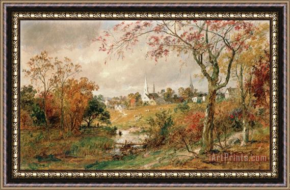 Jasper Francis Cropsey Autumn Landscape Framed Painting