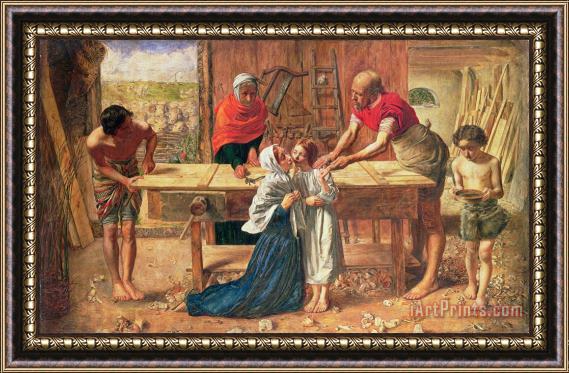 JE Millais and Rebecca Solomon Christ in the House of His Parents Framed Painting