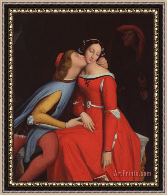 jean Auguste Dominique Ingres Francesca da Rimini and Paolo Malatestascene Framed Painting