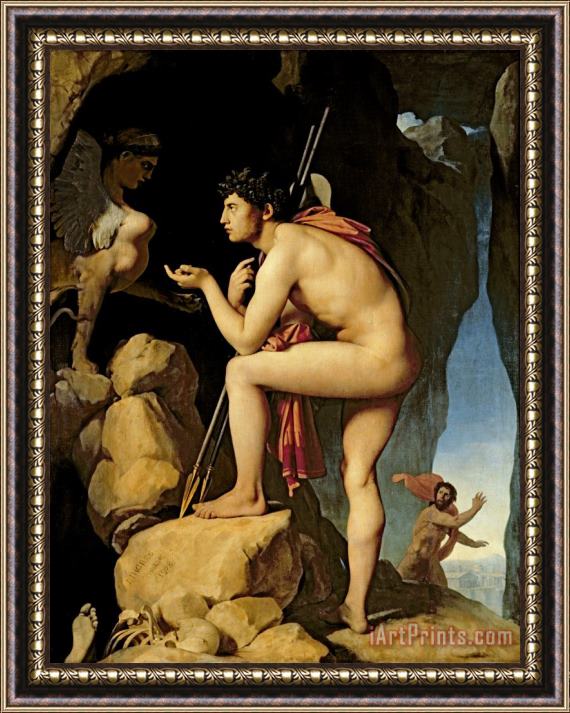 Jean Auguste Dominique Ingres Oedipus and the Sphinx Framed Painting