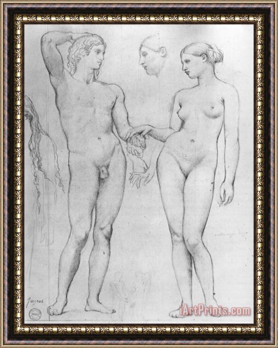 Jean Auguste Dominique Ingres Study for The Golden Age Framed Painting