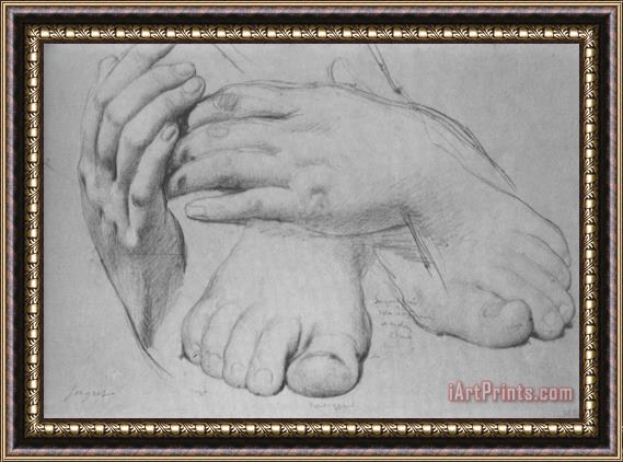 Jean Auguste Dominique Ingres Study of Hands And Feet for The Golden Age Framed Print