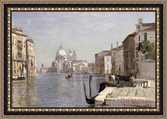 Jean Baptiste Camille Corot Venice - View of Campo della Carita looking towards the Dome of the Salute Framed Painting