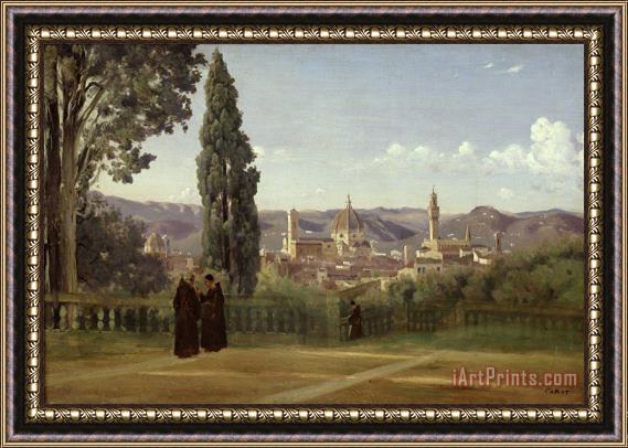 Jean Baptiste Camille Corot View of Florence from the Boboli Gardens Framed Print