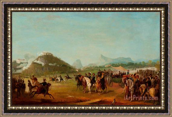 Jean Baptiste Debret Review of The Troops Headed for Montevideo, at Praia Grande Framed Painting
