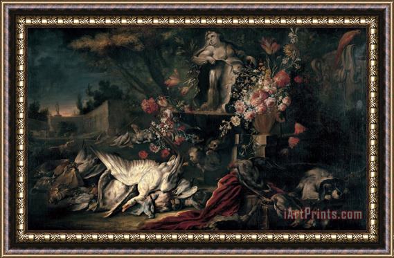 Jean Baptiste Oudry Death Nature with Shooting Gear And Flowers I Framed Print