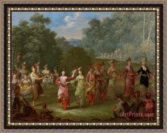 Jean Baptiste Vanmour Greek Men And Women Dancing The Khorra Framed Painting