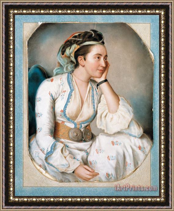 Jean-Etienne Liotard A Woman in Turkish Dress Framed Painting
