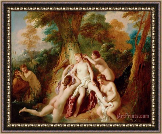 Jean-Franco de Troy Diana And Her Nymphs Bathing Framed Painting