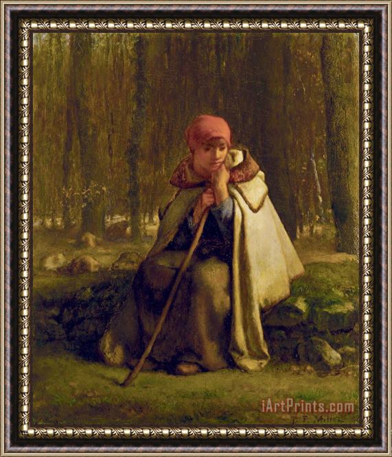 Jean-Francois Millet Seated Shepherdess Framed Print