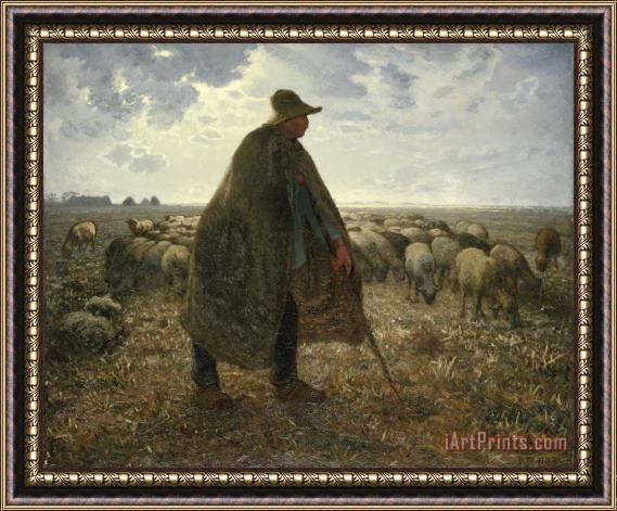 Jean-Francois Millet Shepherd Tending His Flock Framed Print