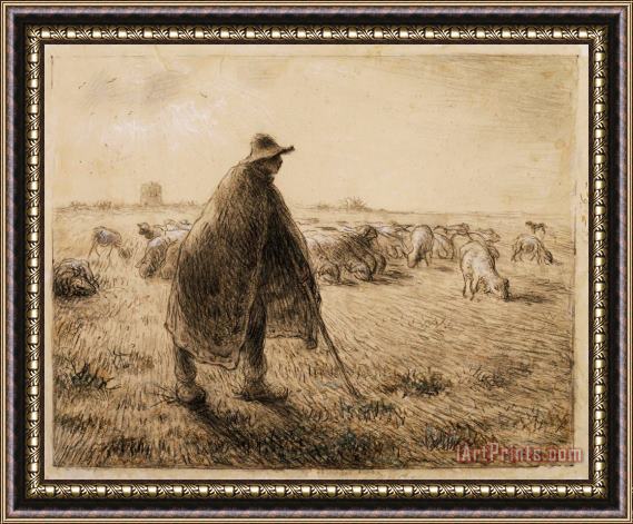 Jean-Francois Millet The Shepherd Framed Print