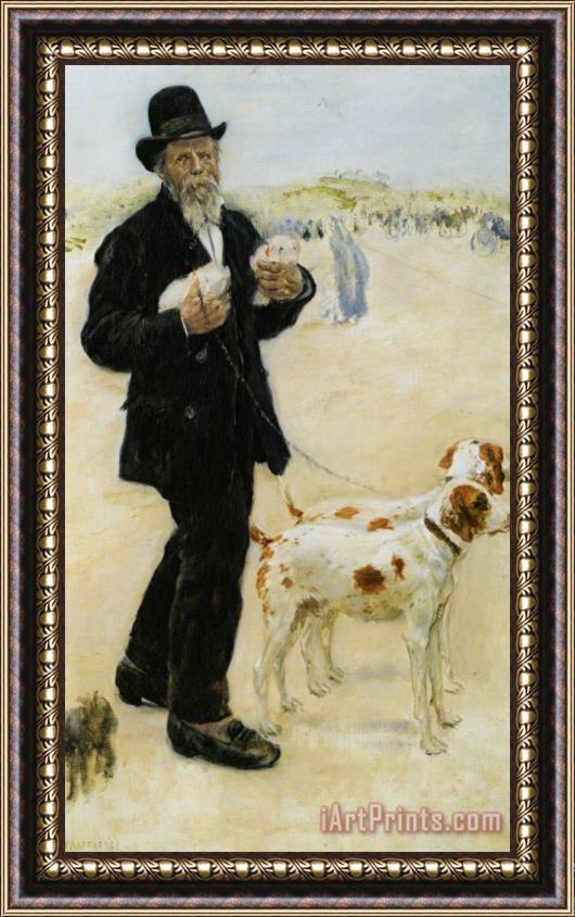 Jean Francois Raffaelli Man Walking Dogs Framed Painting