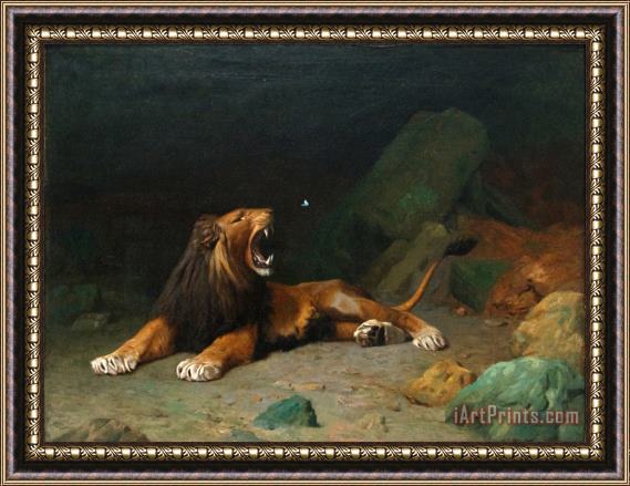 Jean Leon Gerome Lion Snapping at a Butterfly Framed Print