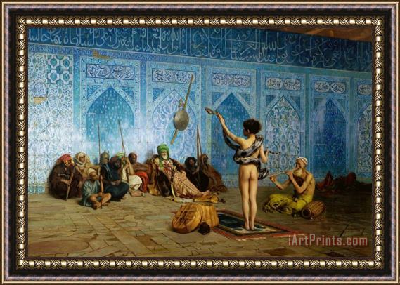 Jean Leon Gerome The Serpent Charmer Framed Painting