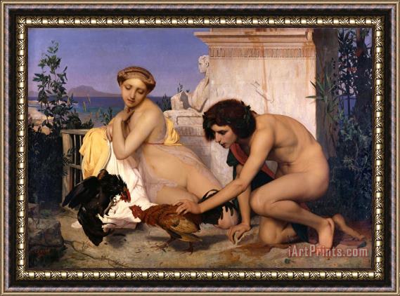 Jean Leon Gerome Young Greeks Attending a Cock Fight Framed Print