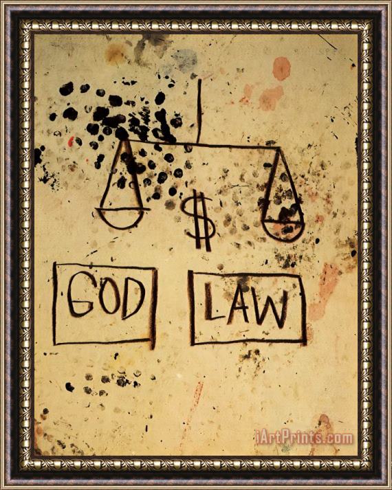 Jean-michel Basquiat God Law Framed Painting