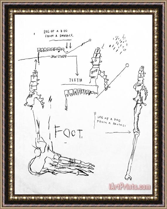 Jean-michel Basquiat Leg of a Dog, From Da Vinci, 1983 Framed Print