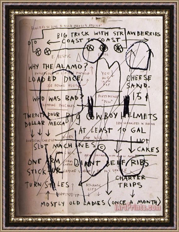 Jean-michel Basquiat Mostly Old Ladies Framed Painting