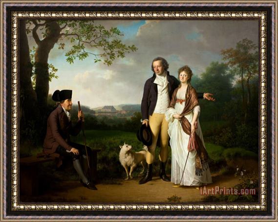 Jens Juel Niels Ryberg with His Son Johan Christian And His Daughter in Law Engelke, Nee Falbe Framed Painting