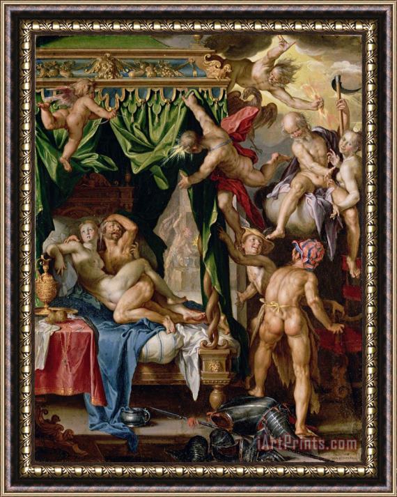 Joachim Anthonisz Wtewael Mars And Venus Surprised by The Gods Framed Painting