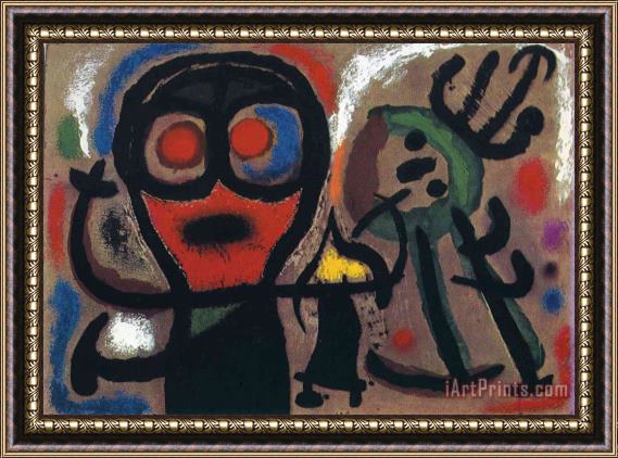 Joan Miro Character And Bird, 1963 Framed Painting