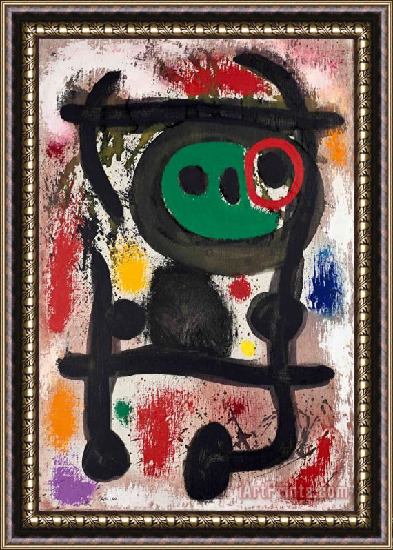 Joan Miro Deux Personnages, 1965 Framed Painting