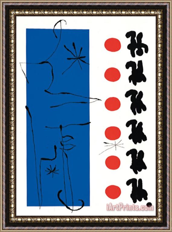 Joan Miro Rouge Et Bleu 1960 Framed Print