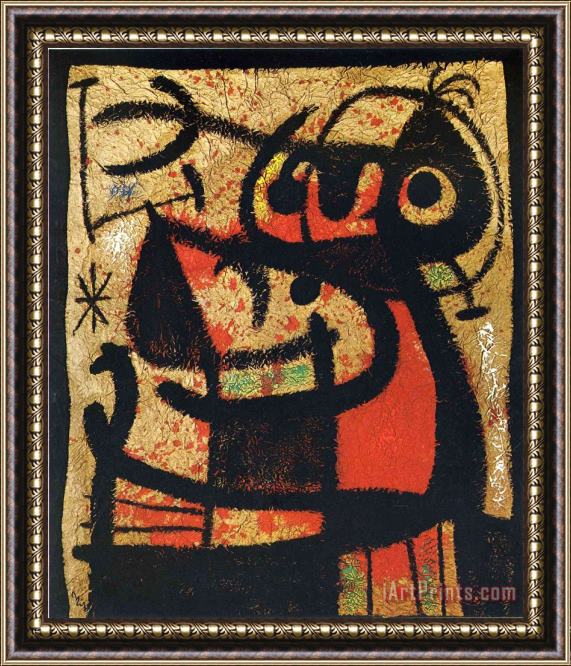 Joan Miro Women And Birds Framed Painting