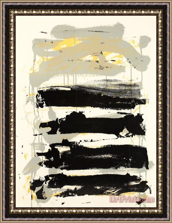 Joan Mitchell Champs (black, Gray, Yellow), 1991 1992 Framed Painting