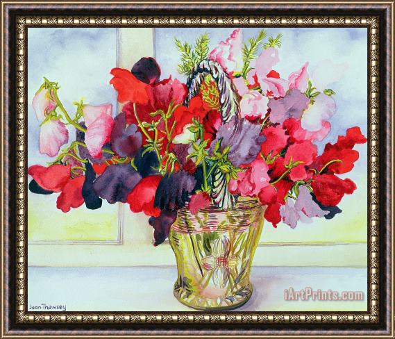 Joan Thewsey Sweet Peas In A Vase Framed Painting