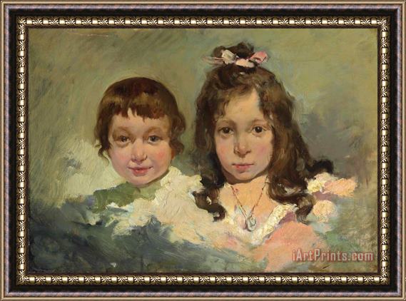 Joaquin Sorolla y Bastida Maria And Joaquin, The Artist's Children Framed Painting