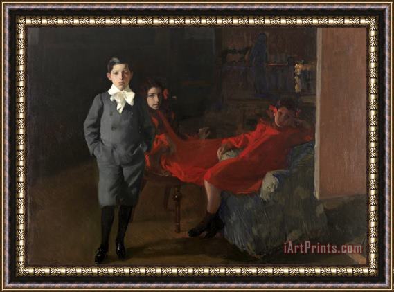 Joaquin Sorolla y Bastida My Children Framed Painting
