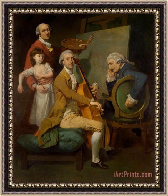 Johan Joseph Zoffany Self Portrait with His Daughter Maria Theresa, James Cervetto, And Giacobbe Cervetto Framed Painting