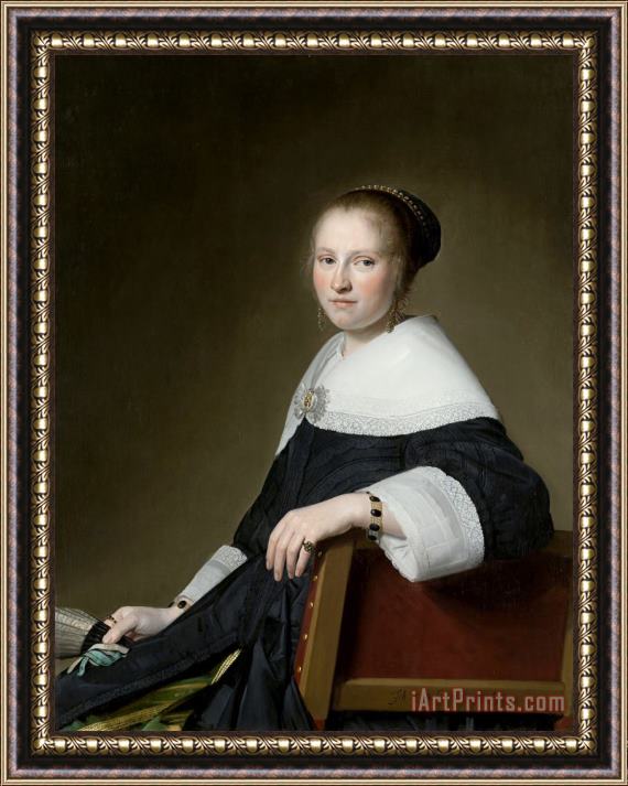 Johannes Cornelisz. Verspronck Portrait of Maria Van Strijp Framed Painting