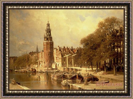 Johannes Karel Christian Klinkenberg View Of The Kalk Market In Amsterdam Framed Painting