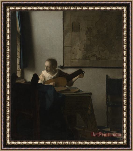 Johannes Vermeer Woman with a Lute Near a Window Framed Painting