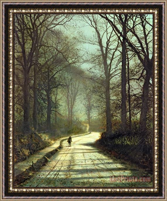 John Atkinson Grimshaw Moonlight Walk Framed Painting