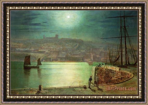 John Atkinson Grimshaw Whitby Harbour by Moonlight 1870 Framed Print