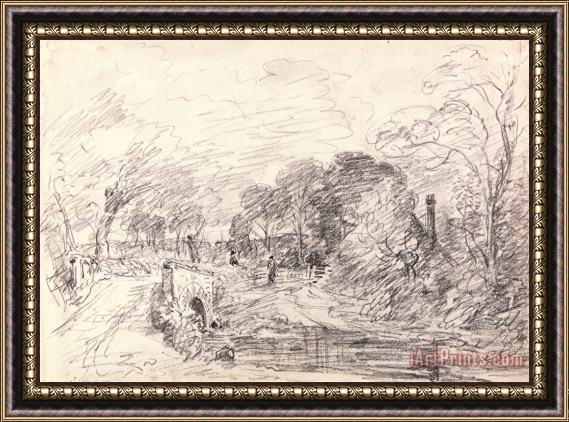 John Constable A Bridge Near Salisbury Court, Perhaps Milford Bridge Framed Print