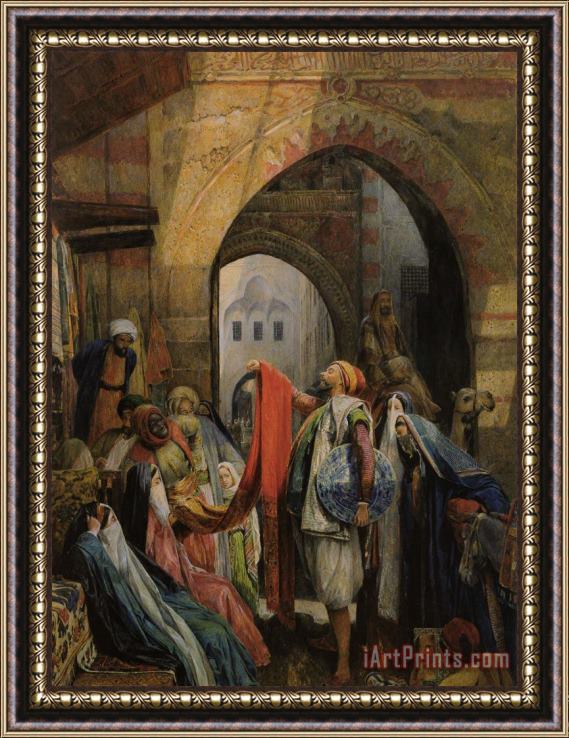 John Frederick Lewis A Cairo Bazaar The Della 'l' Framed Painting