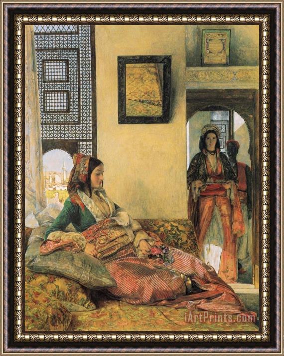 John Frederick Lewis Life in The Hareem, Cairo Framed Painting