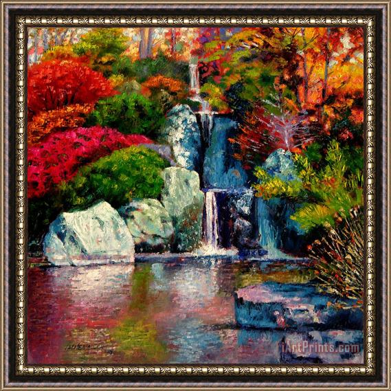 John Lautermilch Japanese Waterfall Framed Painting