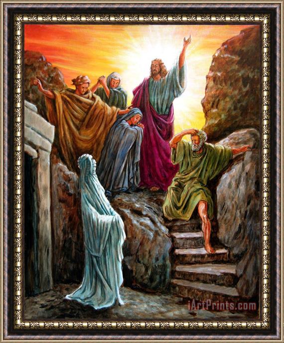 John Lautermilch Jesus Raises Lazarus Framed Painting