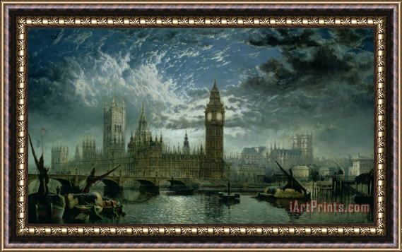 John MacVicar Anderson A View of Westminster Abbey and the Houses of Parliament Framed Painting