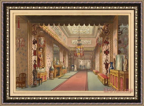 John Nash Chinese Gallery As It Was, Plate Xv in Illustrations of Her Majesty's Palace at Brightonprinted B Framed Painting