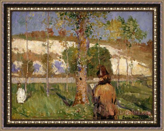 John Peter Russell Madame Sisley on The Banks of The Loing at Moret Framed Painting