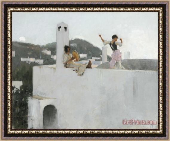 John Singer Sargent Capri Girl on a Rooftop Framed Painting