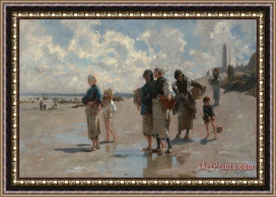 John Singer Sargent Fishing for Oysters at Cancale Framed Painting